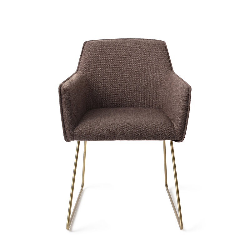 Jesper Home-collectie Hofu Eetkamerstoel - Potters Clay, Slide Gold