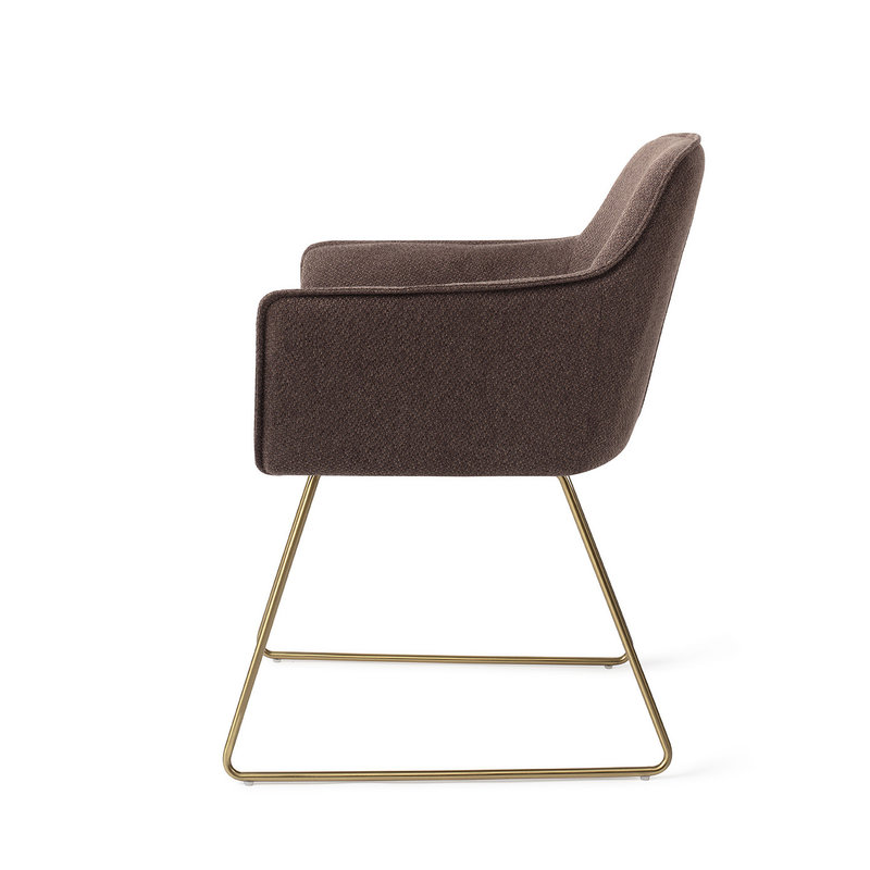 Jesper Home-collectie Hofu Eetkamerstoel - Potters Clay, Slide Gold