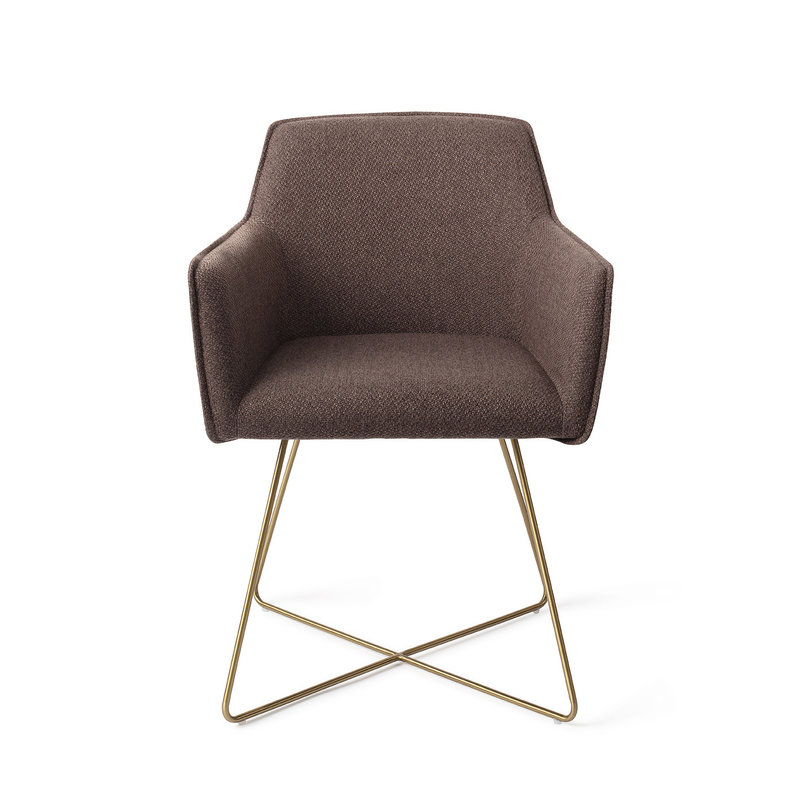 Jesper Home-collectie Hofu Eetkamerstoel - Potters Clay, Cross Gold