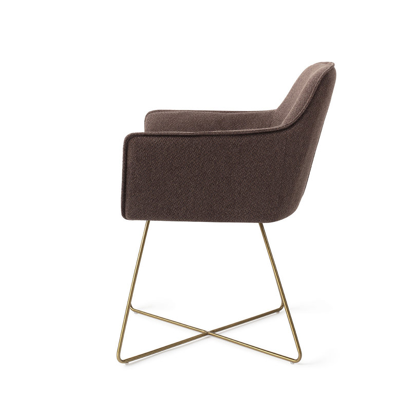 Jesper Home-collectie Hofu Eetkamerstoel - Potters Clay, Cross Gold