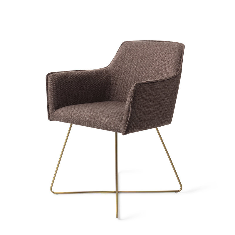 Jesper Home-collectie Hofu Eetkamerstoel - Potters Clay, Cross Gold