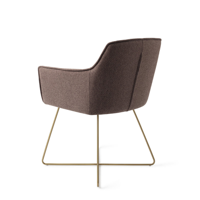 Jesper Home-collectie Hofu Eetkamerstoel - Potters Clay, Cross Gold