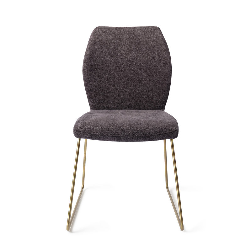 Jesper Home-collectie Ikata Eetkamerstoel - Almost Black, Slide Gold