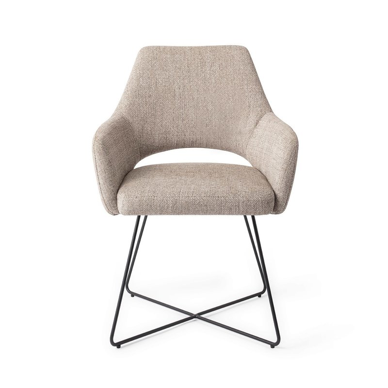 Jesper Home-collectie Yanai Eetkamerstoel - Biscuit Beach, Cross Black