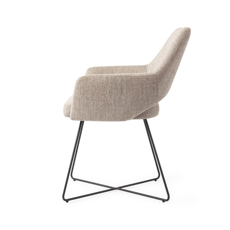 Jesper Home-collectie Yanai Eetkamerstoel - Biscuit Beach, Cross Black