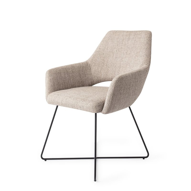 Jesper Home-collectie Yanai Eetkamerstoel - Biscuit Beach, Cross Black