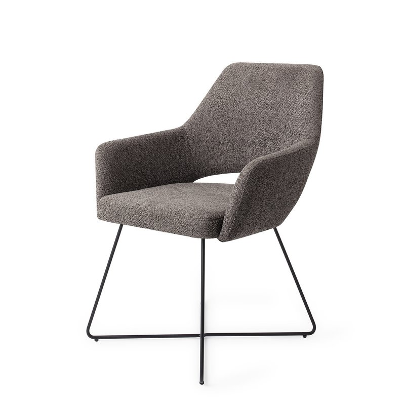 Jesper Home Yanai Eetkamerstoel - Amazing Grey, Cross Black