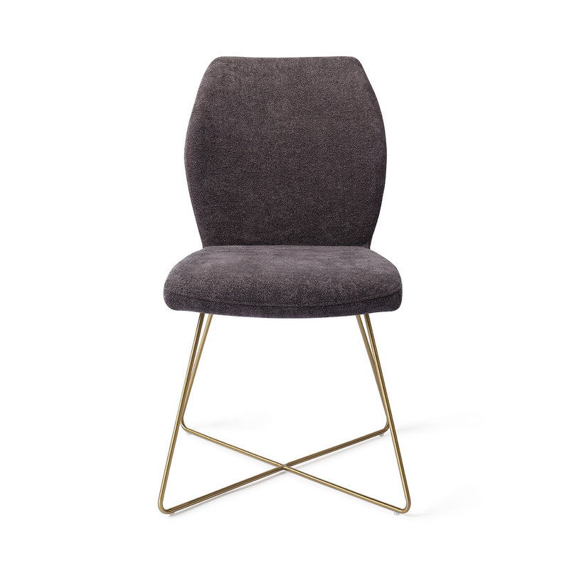 Jesper Home-collectie Ikata Eetkamerstoel - Almost Black, Cross Gold