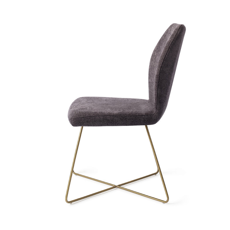Jesper Home-collectie Ikata Eetkamerstoel - Almost Black, Cross Gold