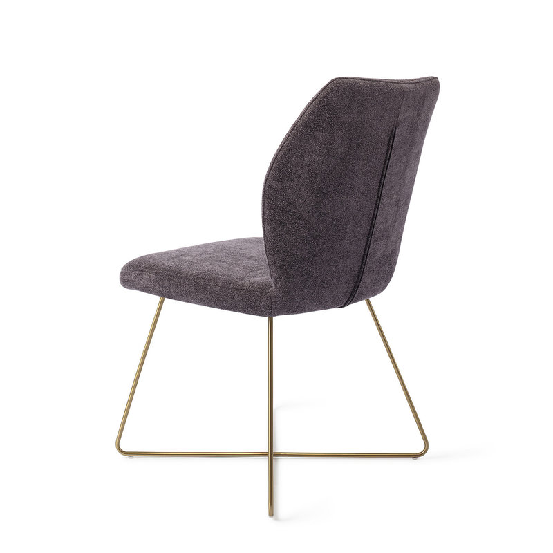 Jesper Home-collectie Ikata Eetkamerstoel - Almost Black, Cross Gold
