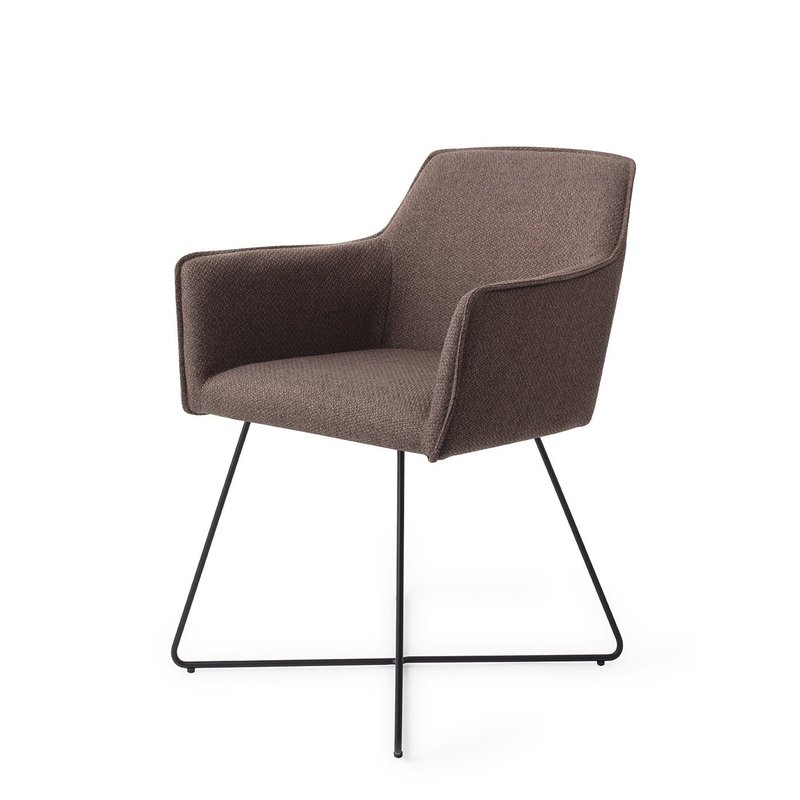 Jesper Home-collectie Hofu Eetkamerstoel - Potters Clay, Cross Black