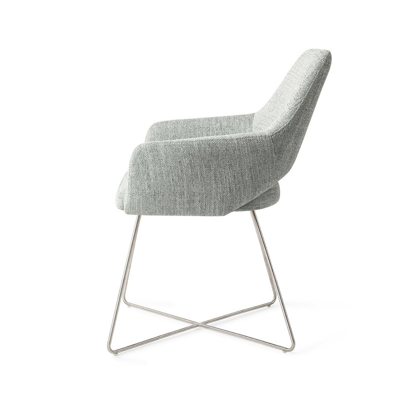 Jesper Home Yanai Eetkamerstoel - Soft Sage, Cross Steel