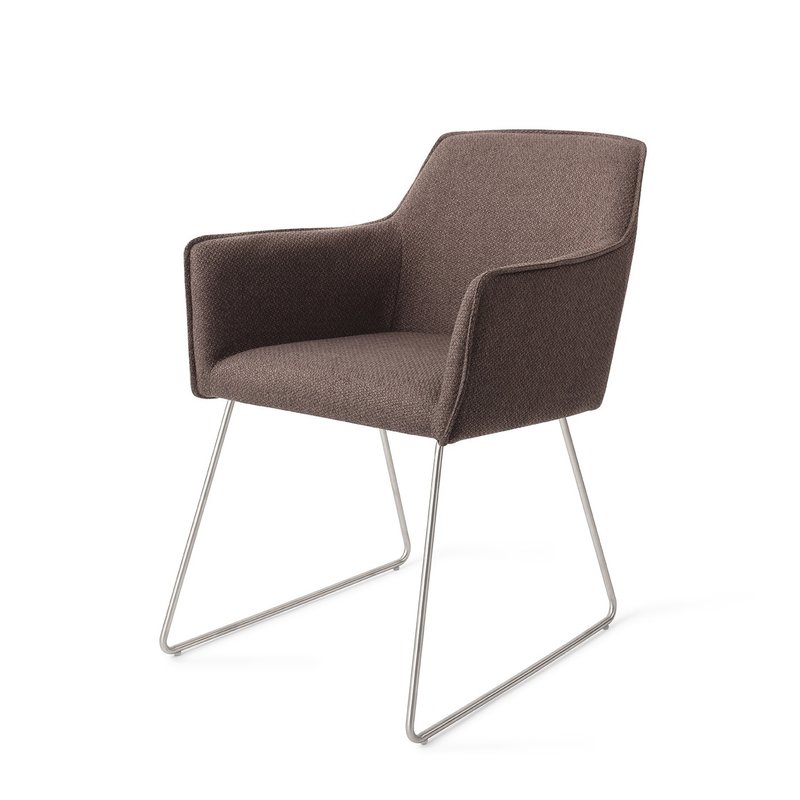 Jesper Home-collectie Hofu Eetkamerstoel - Potters Clay, Slide steel
