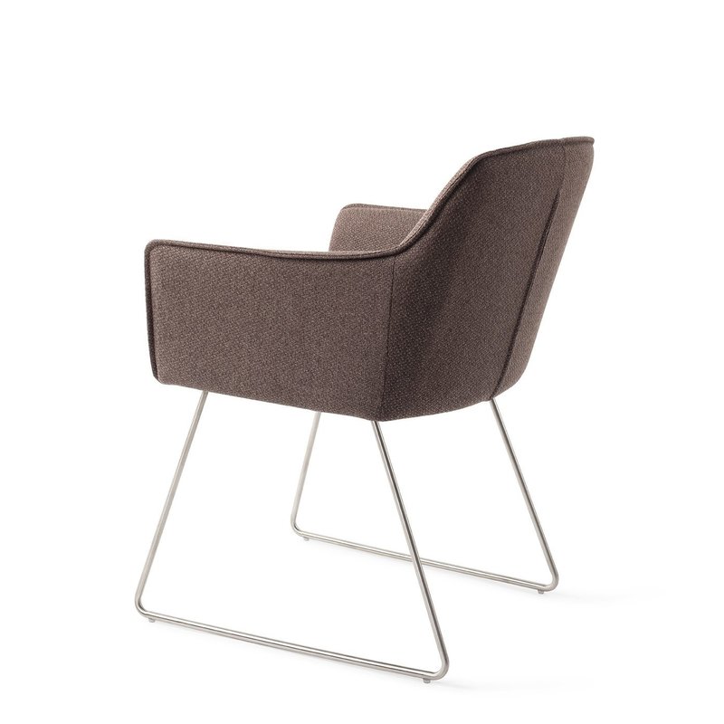 Jesper Home-collectie Hofu Eetkamerstoel - Potters Clay, Slide steel