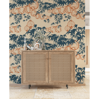 Creative Lab Amsterdam Lantern Festival Dark Blue Pattern Wallpaper