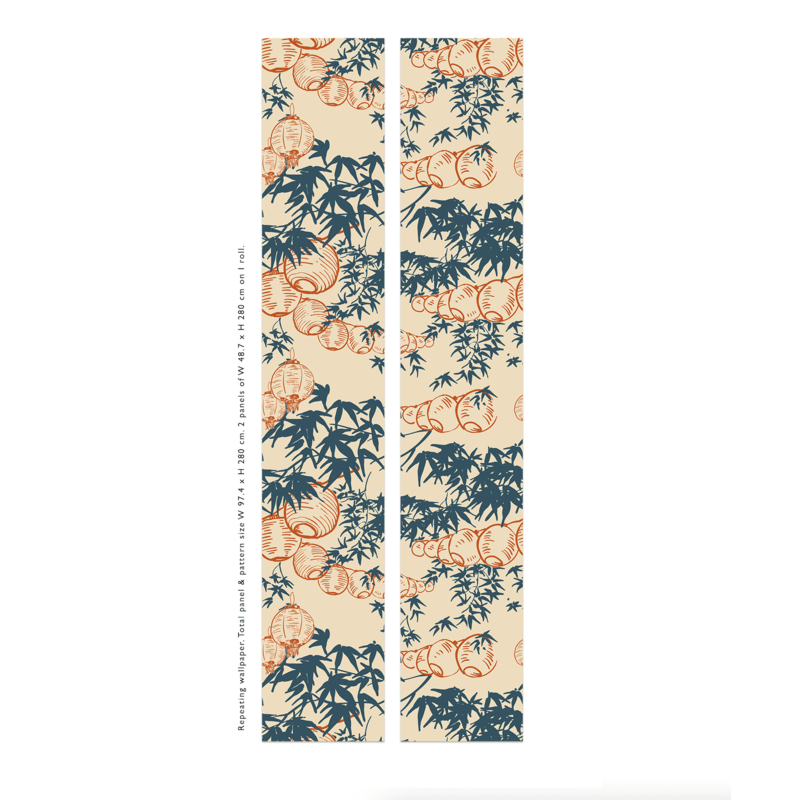 Creative Lab Amsterdam-collectie Lantern Festival Dark Blue Pattern Wallpaper