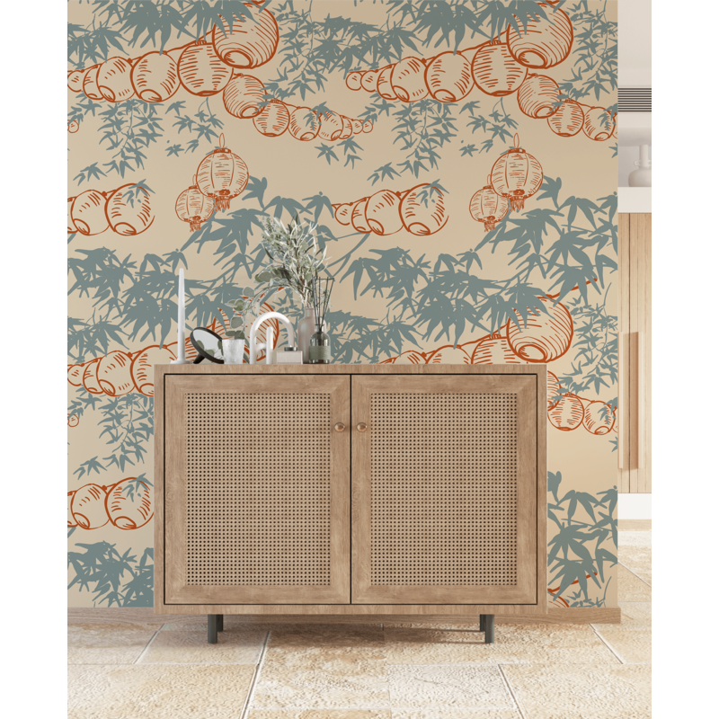 Creative Lab Amsterdam-collectie Lantern Festival Light Blue Pattern Wallpaper