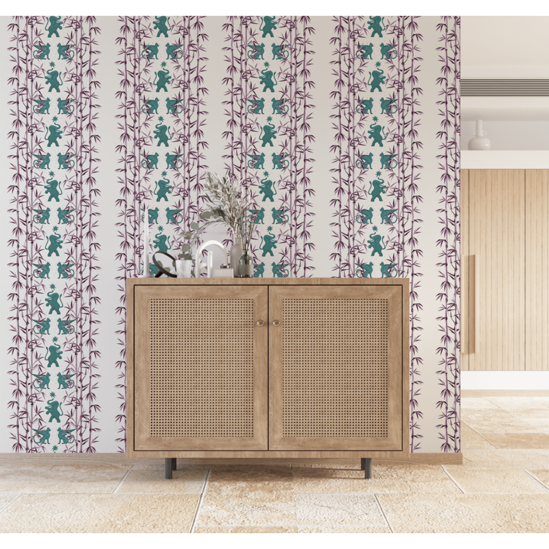 Creative Lab Amsterdam-collectie Eclectic Bamboo Purple Turquoise Pattern Wallpaper