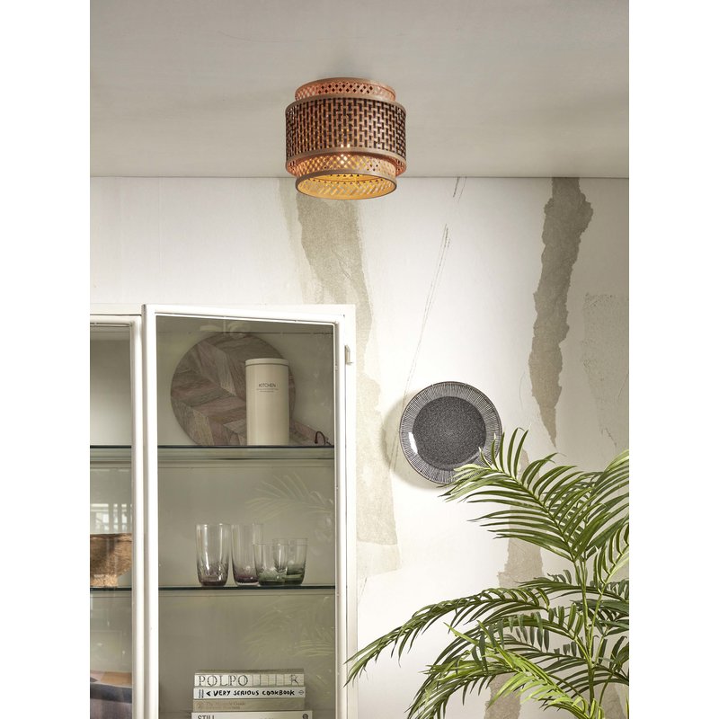 Good&Mojo-collectie Ceiling lamp Bhutan bamboo/shade round dia.25xh.20cm bl/nat.. S