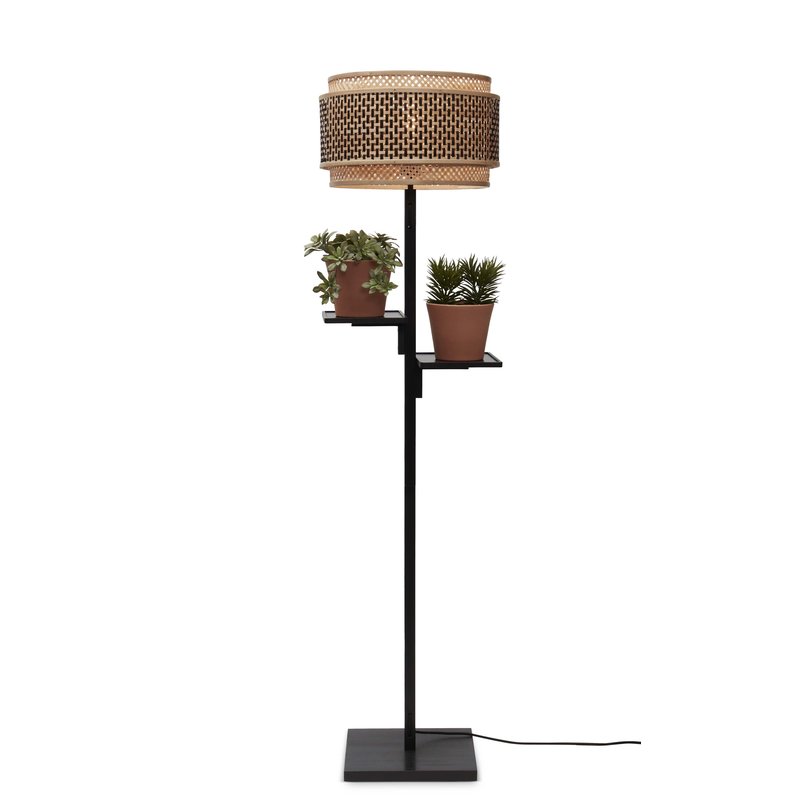 Good&Mojo-collectie Floor lamp Bhutan/shelves bamboo h.160cm/shade 40x25cm bl/nat.. bl.