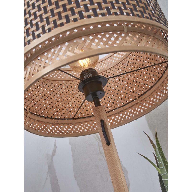 Good&Mojo-collectie Floor lamp Bhutan/shelves bamboo h.160cm/shade 40x25cm bl/nat.. nat.