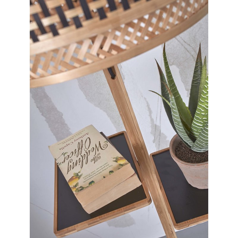 Good&Mojo-collectie Floor lamp Bhutan/shelves bamboo h.160cm/shade 40x25cm bl/nat.. nat.