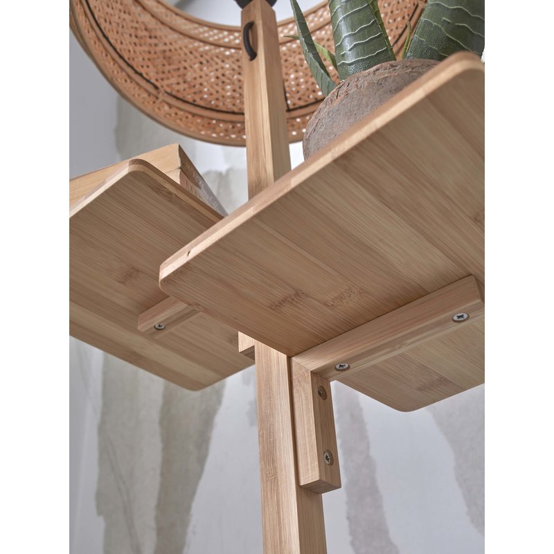 Good&Mojo-collectie Floor lamp Bhutan/shelves bamboo h.160cm/shade 40x25cm bl/nat.. nat.