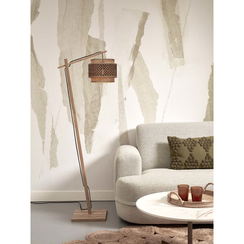 Good&Mojo-collectie Vloerlamp Bhutan naturel bamboe zwart/naturel S