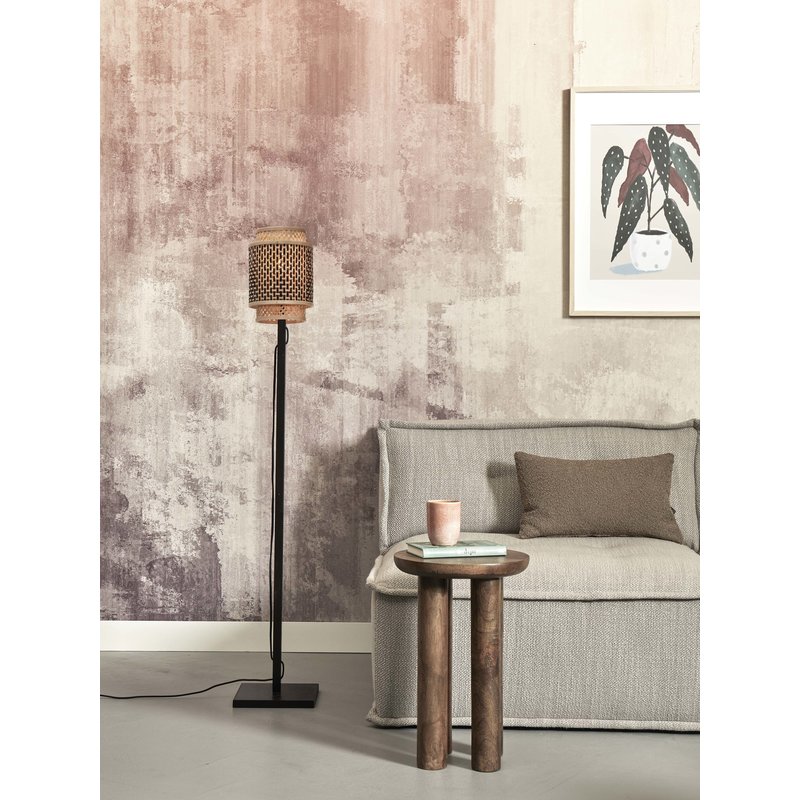 Good&Mojo-collectie Floor lamp Bhutan bamboo black h.135cm/shade 18x25cm bl/natural