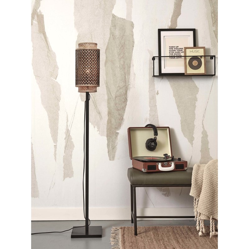 Good&Mojo-collectie Vloerlamp Bhutan zwart bamboe zwart/naturel H: 145 cm