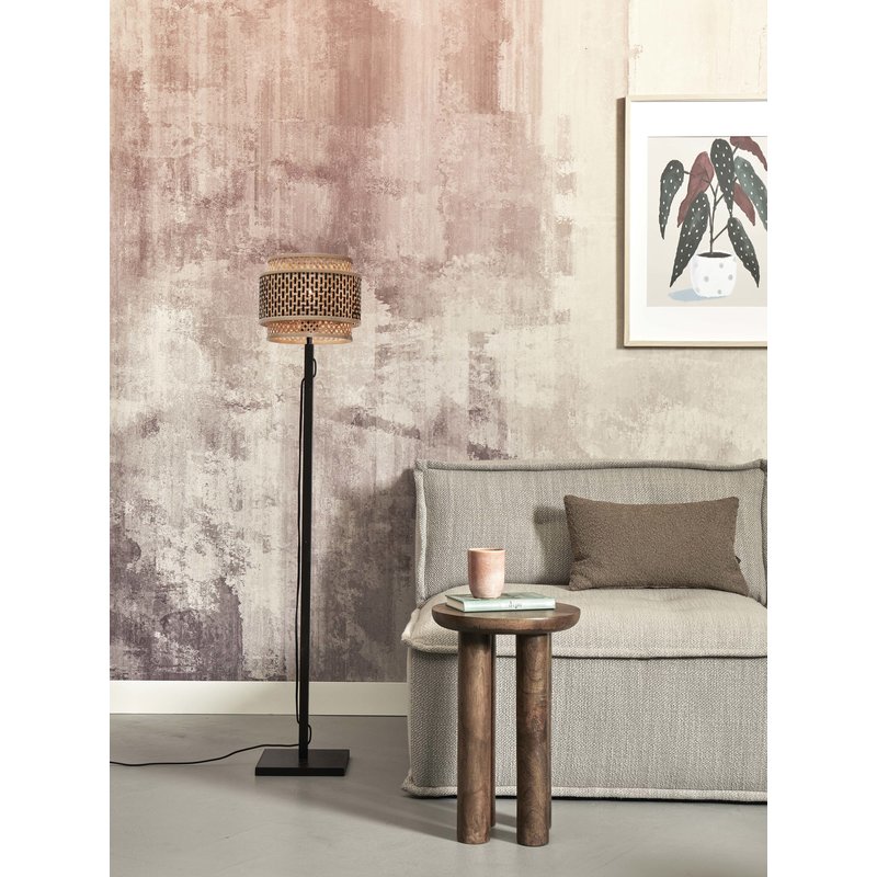 Good&Mojo-collectie Floor lamp Bhutan bamboo black h.130cm/shade 25x20cm bl/nat.