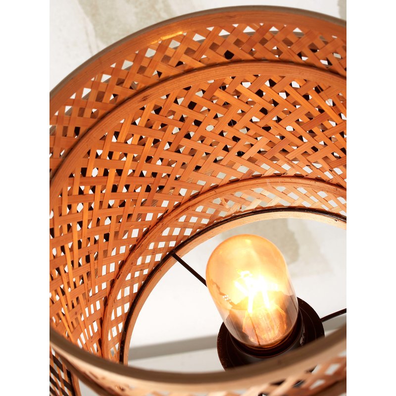 Good&Mojo-collectie Floor lamp Bhutan bamboo black h.130cm/shade 25x20cm bl/nat.