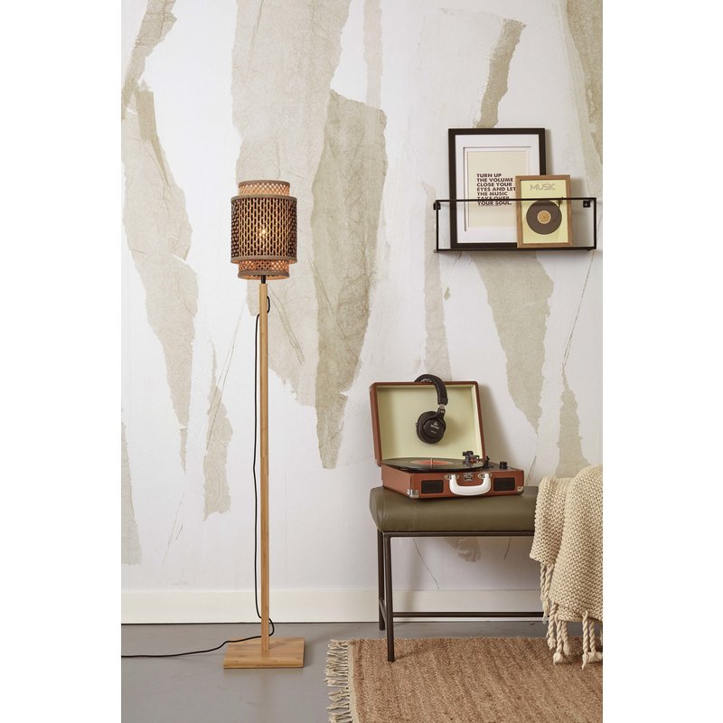 Good&Mojo-collectie Vloerlamp Bhutan naturel bamboe zwart/naturel H: 135 cm