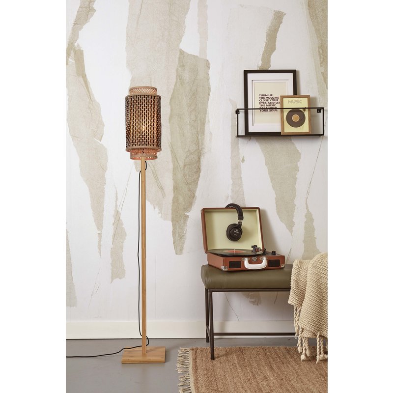 Good&Mojo-collectie Vloerlamp Bhutan naturel bamboe zwart/naturel H: 145 cm