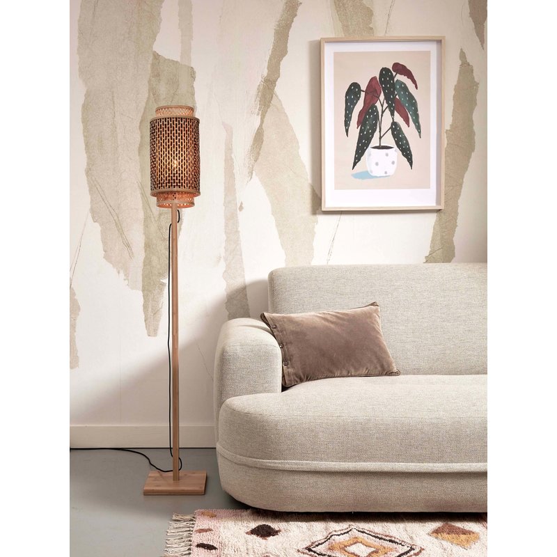 Good&Mojo-collectie Floor lamp Bhutan bamboo nat. h.145cm/shade 18x35 cm bl/nat.