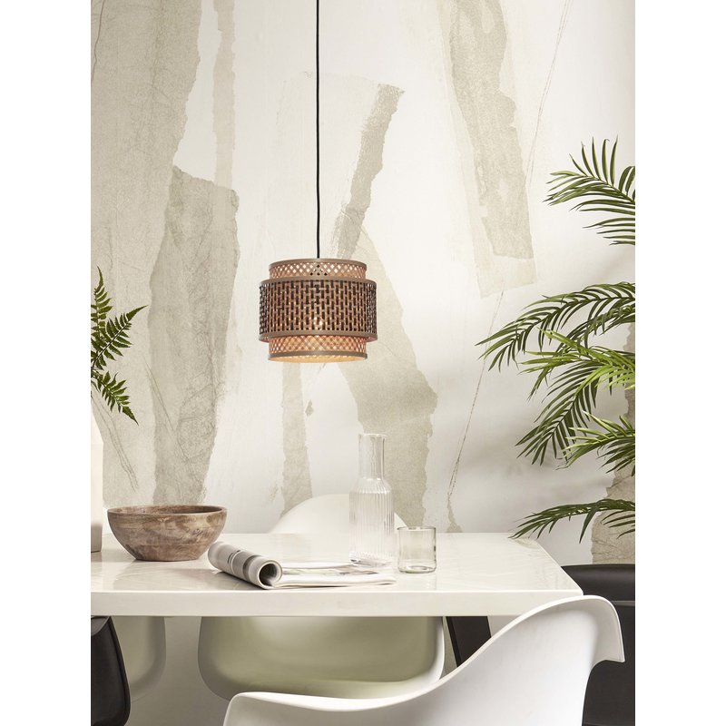 Good&Mojo-collectie Hanglamp Bhutan ronde bamboe zwart/naturel S