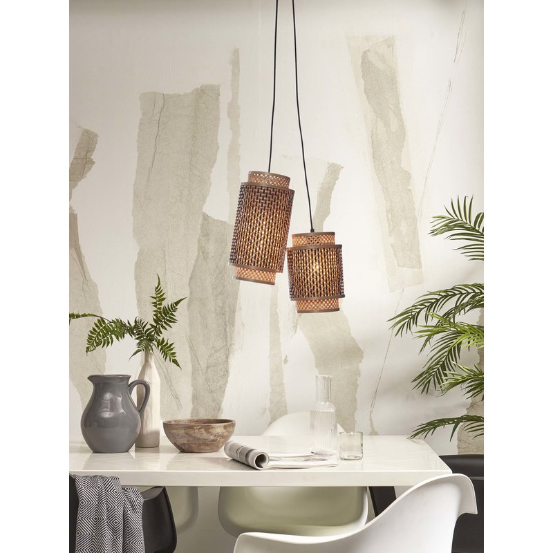 Good&Mojo-collectie Hanging lamp Bhutan bamboo/2-shades mix h.25+35cm bl/natural