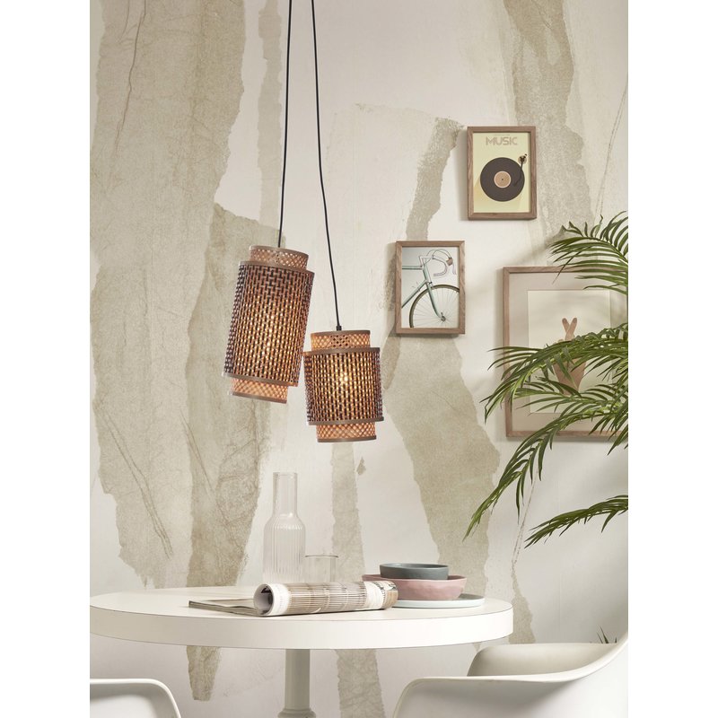 Good&Mojo-collectie Hanging lamp Bhutan bamboo/2-shades mix h.25+35cm bl/natural