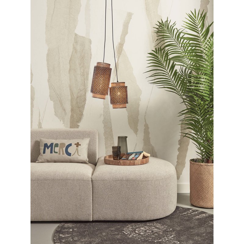 Good&Mojo-collectie Hanging lamp Bhutan bamboo/2-shades mix h.25+35cm bl/natural