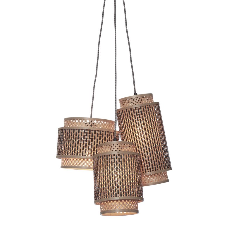 Good&Mojo-collectie Hanging lamp Bhutan bamboo/3-shades mix h.20-25-35cm bl/natural
