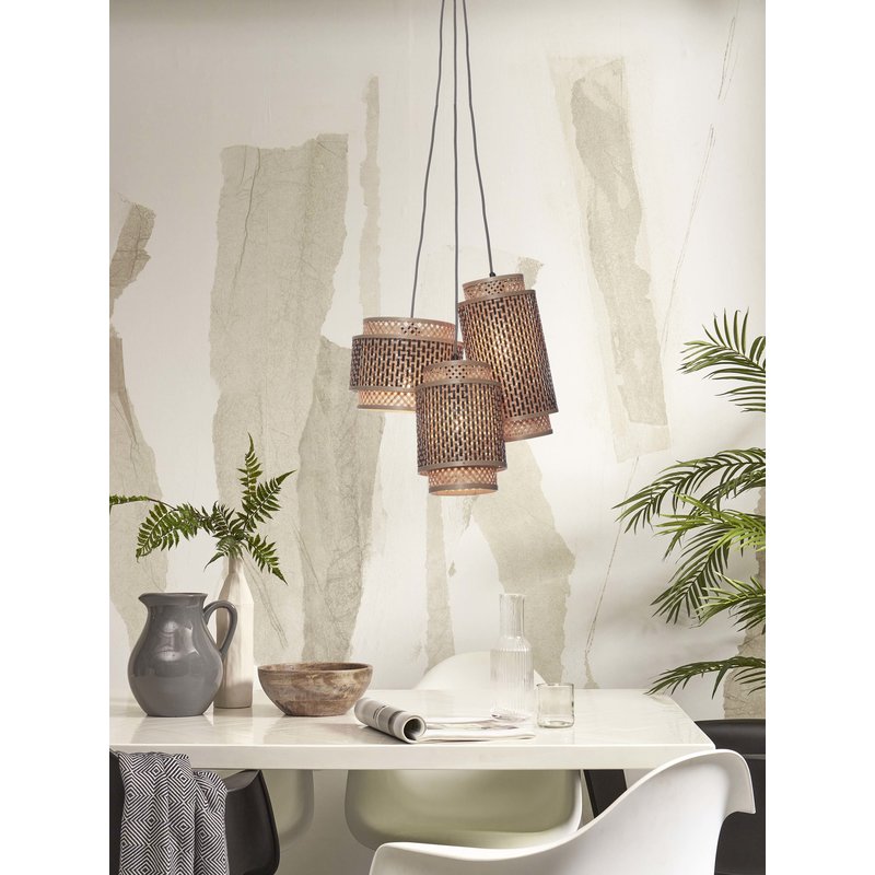 Good&Mojo-collectie Hanging lamp Bhutan bamboo/3-shades mix h.20-25-35cm bl/natural