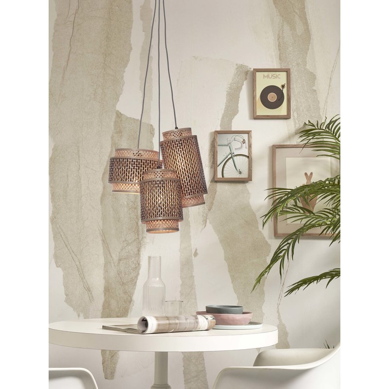 Good&Mojo-collectie Hanging lamp Bhutan bamboo/3-shades mix h.20-25-35cm bl/natural