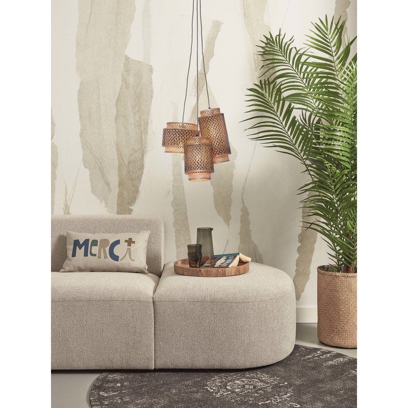 Good&Mojo-collectie Hanging lamp Bhutan bamboo/3-shades mix h.20-25-35cm bl/natural