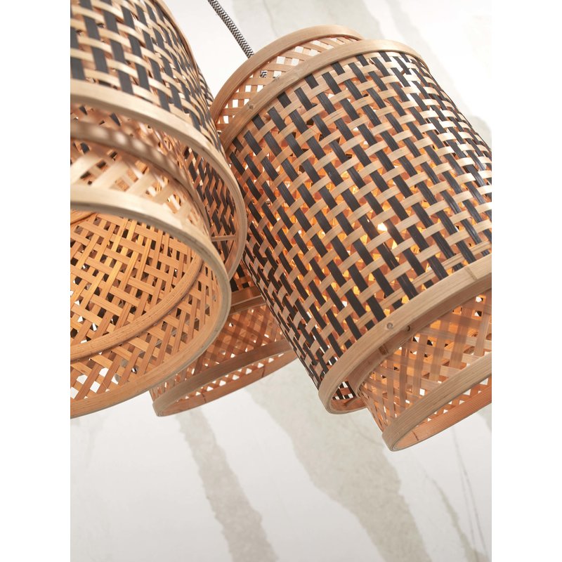 Good&Mojo-collectie Hanging lamp Bhutan bamboo/3-shades mix h.20-25-35cm bl/natural