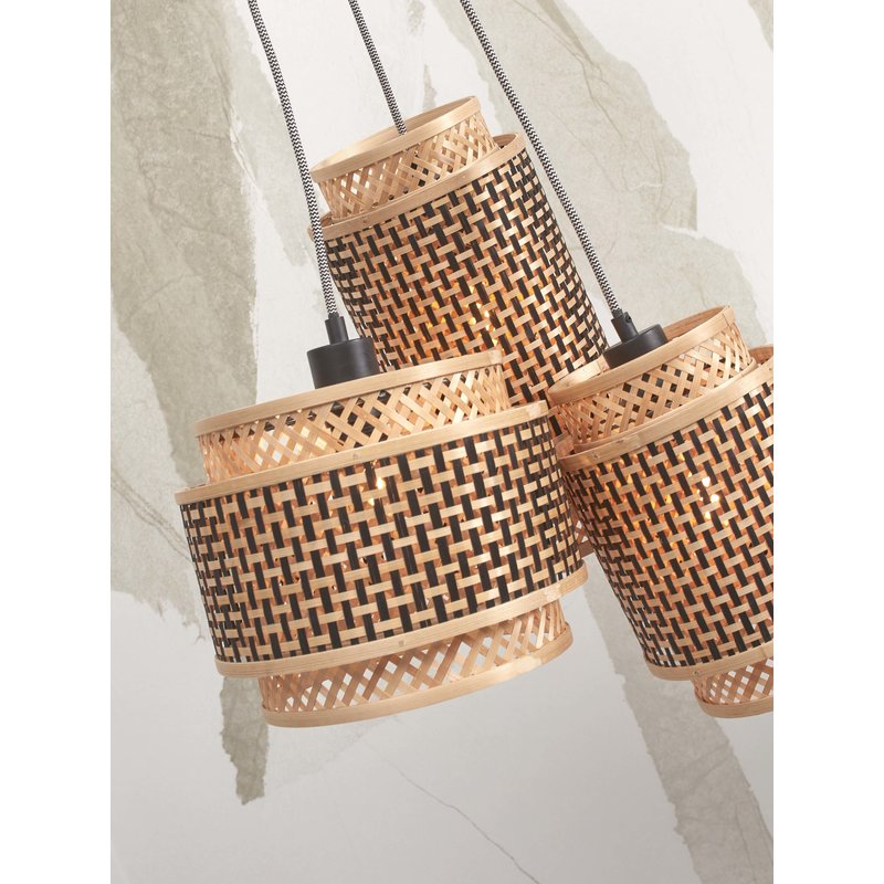 Good&Mojo-collectie Hanging lamp Bhutan bamboo/3-shades mix h.20-25-35cm bl/natural