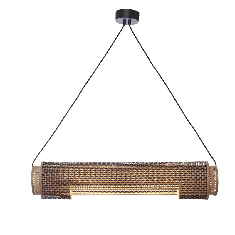 Good&Mojo-collectie Hanglamp Bhutan cilinder bamboe zwart/naturel