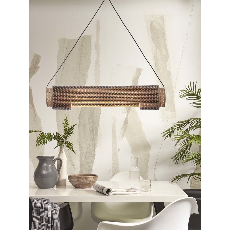 Good&Mojo-collectie Hanglamp Bhutan cilinder bamboe zwart/naturel