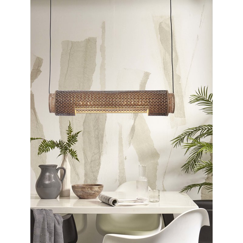 Good&Mojo-collectie Hanglamp Bhutan cilinder bamboe zwart/naturel