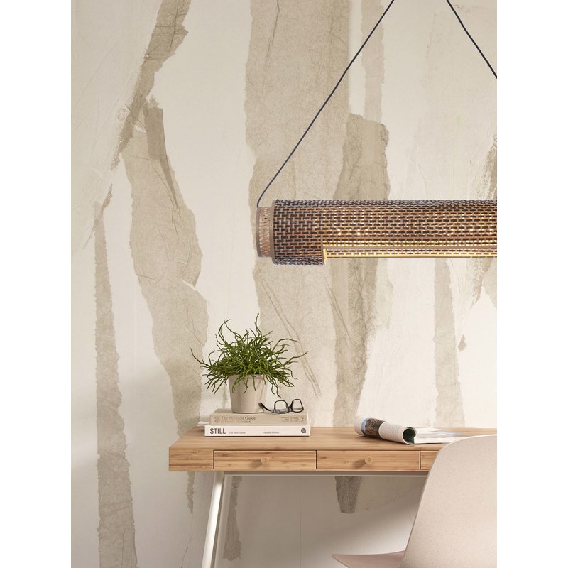 Good&Mojo-collectie Hanglamp Bhutan cilinder bamboe zwart/naturel