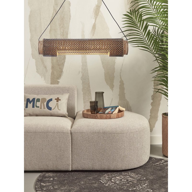 Good&Mojo-collectie Hanglamp Bhutan cilinder bamboe zwart/naturel
